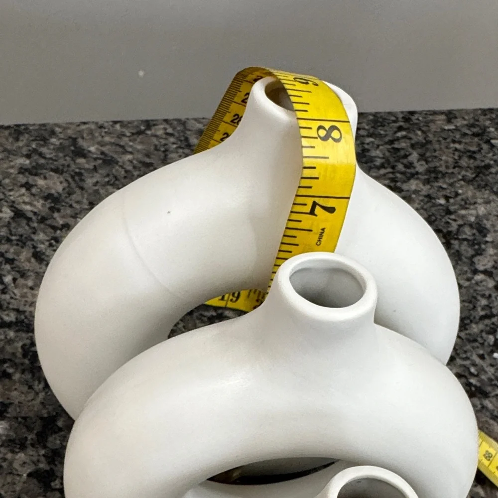 White Ceramic Ring Vases - Set of 3 - Picture 9 of 14